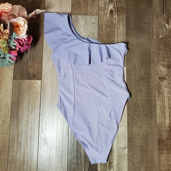NWT Double Zero Women's Lavender Purple One Shoulder One Piece Bathing Suit - Picture 6 of 12